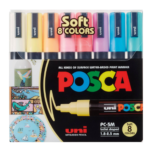 Posca Marcadores Acrílicos Colores Pastel (8 pzas, 1.8mm)