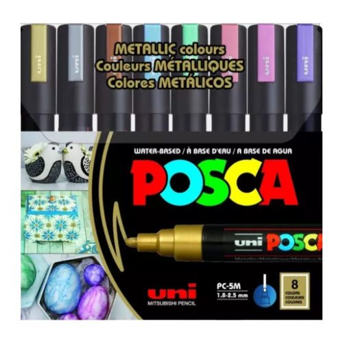 Posca Marcadores Acrílicos Colores Metálicos (8 pzas, 1.8-2.5mm)