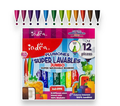 Indra Plumones Super Lavables Jumbo Con Aroma  (12 pzas)