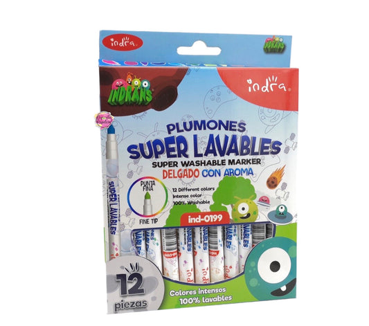 Indra Plumones Super Lavables Delgados Con Aroma (12 pzas)