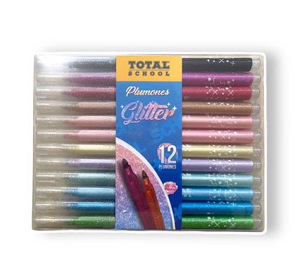 Total School Plumones Con Glitter (12 pzas)