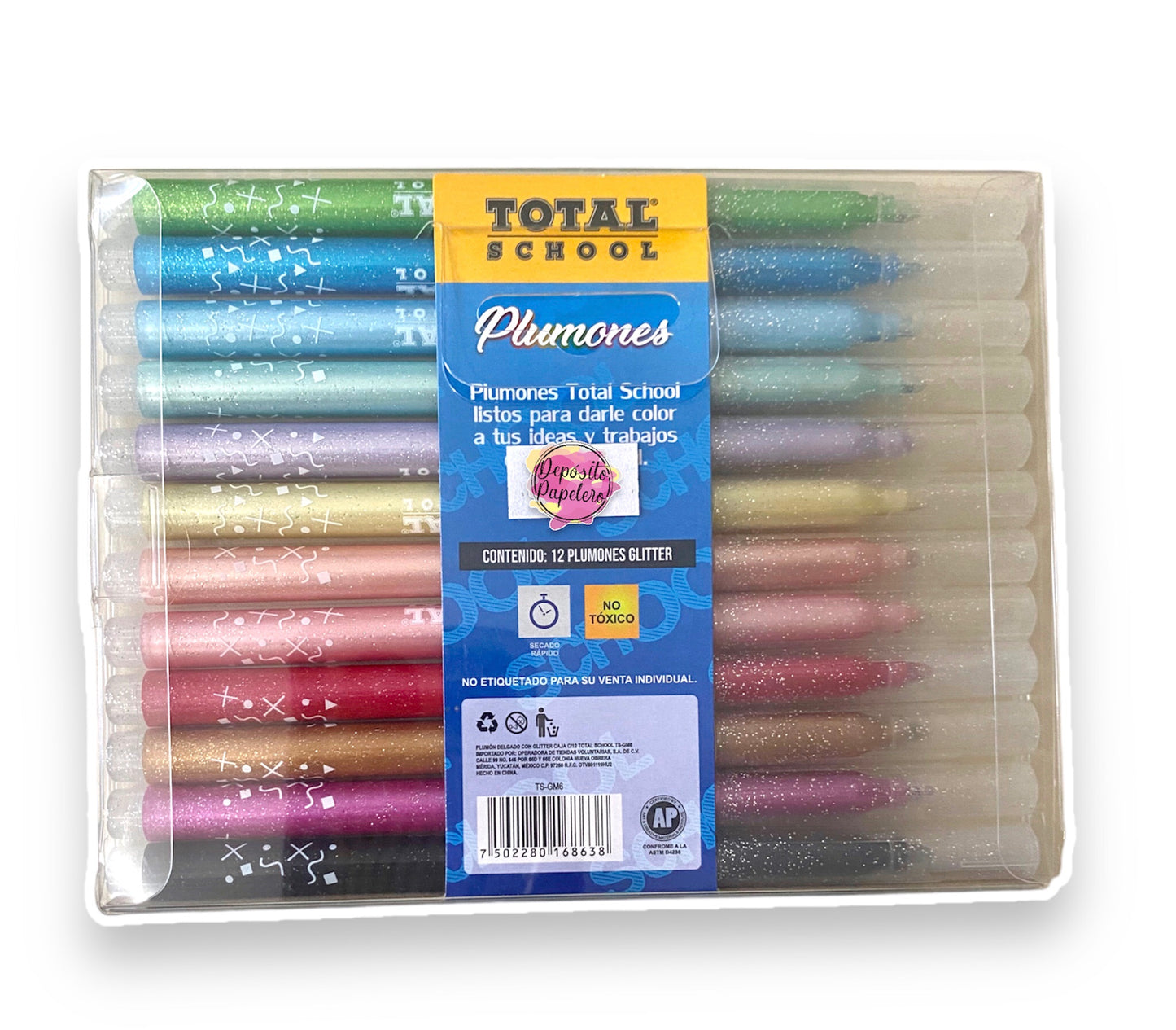 Total School Plumones Con Glitter (12 pzas)