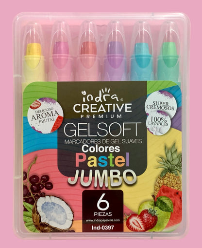 Indra Marcadores GelSoft Pastel Aromáticos (6 pzas)