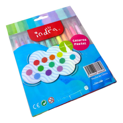 Indra Plumones Letter Brush Pasteles (12 pzas)