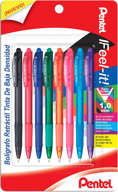 Pentel Bolígrafos Retráctiles Feel It (8 pzas)