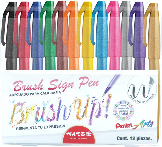 Pentel Plumones Brush Sign Pen (12 pzas)
