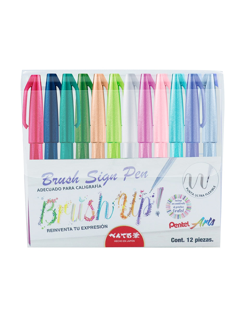 Pentel Plumones Brush Sign Pen (12 pzas)