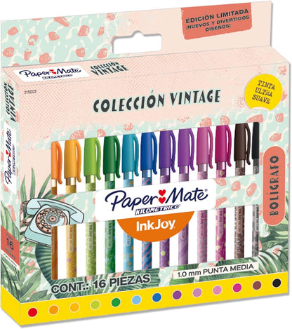 Paper Mate Bolígrafos InkJoy Kilométrico Colección Vintage (16 pzas)