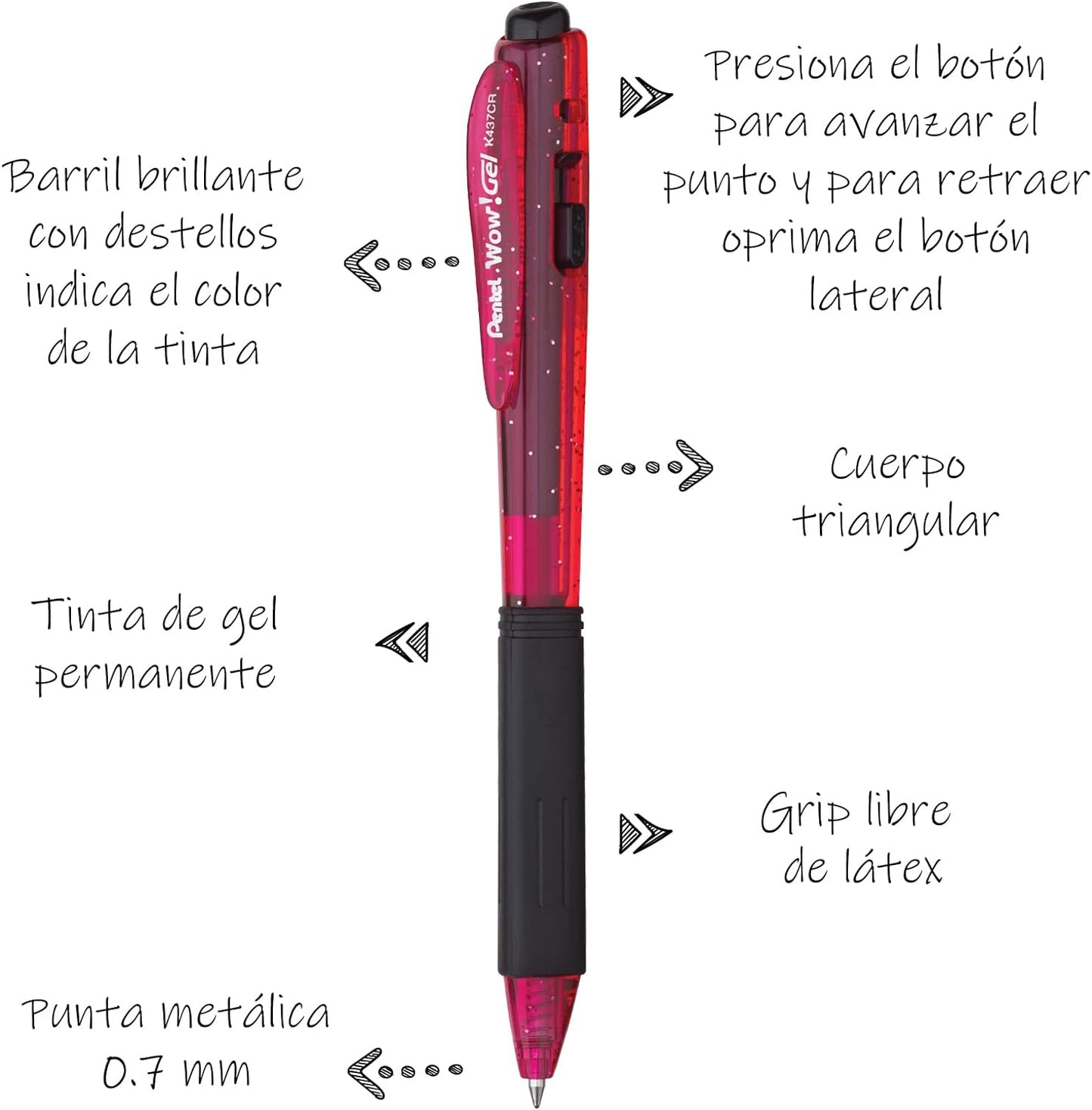 Pentel Pluma WOW Gel (Rosa)