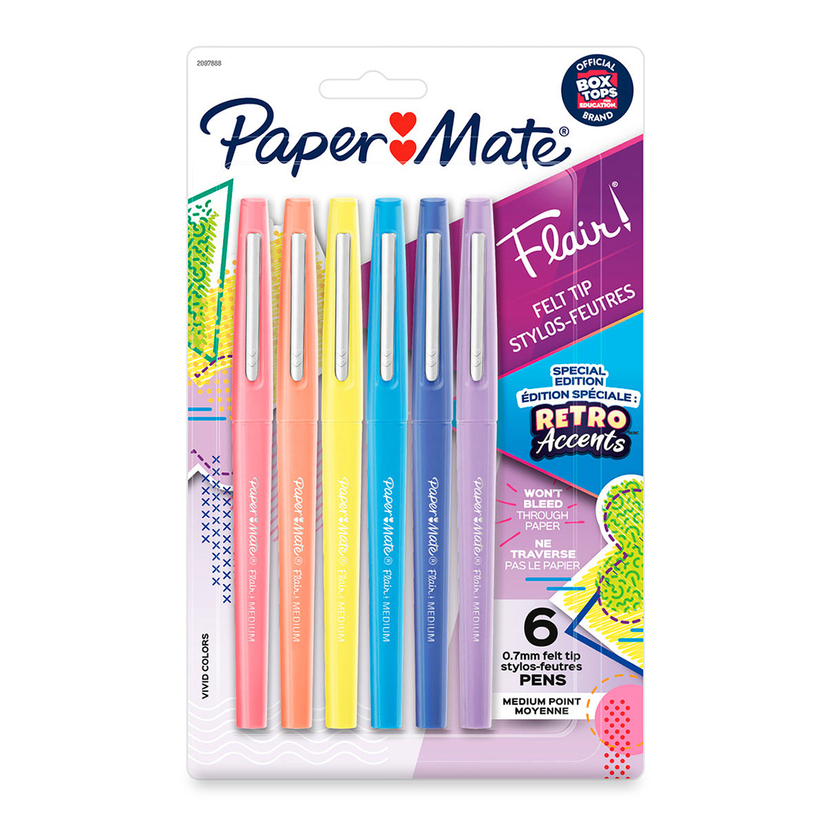 Paper Mate Bolígrafos Flair Retro Accents (6 pzas)