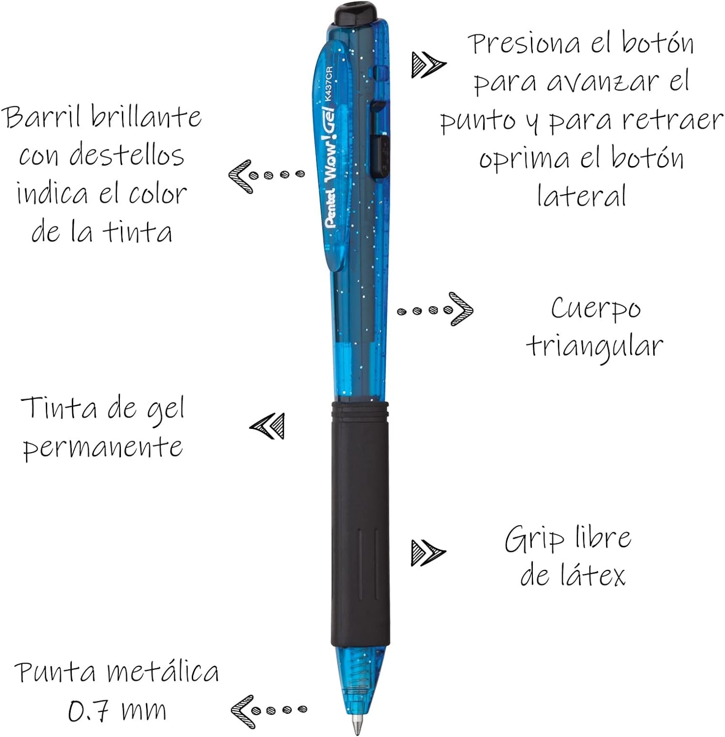 Pentel Pluma WOW Gel (Azul claro)