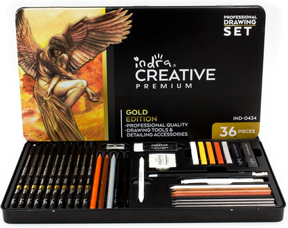 indra Set De Dibujo Profesional Gold Edition (36 pzas)