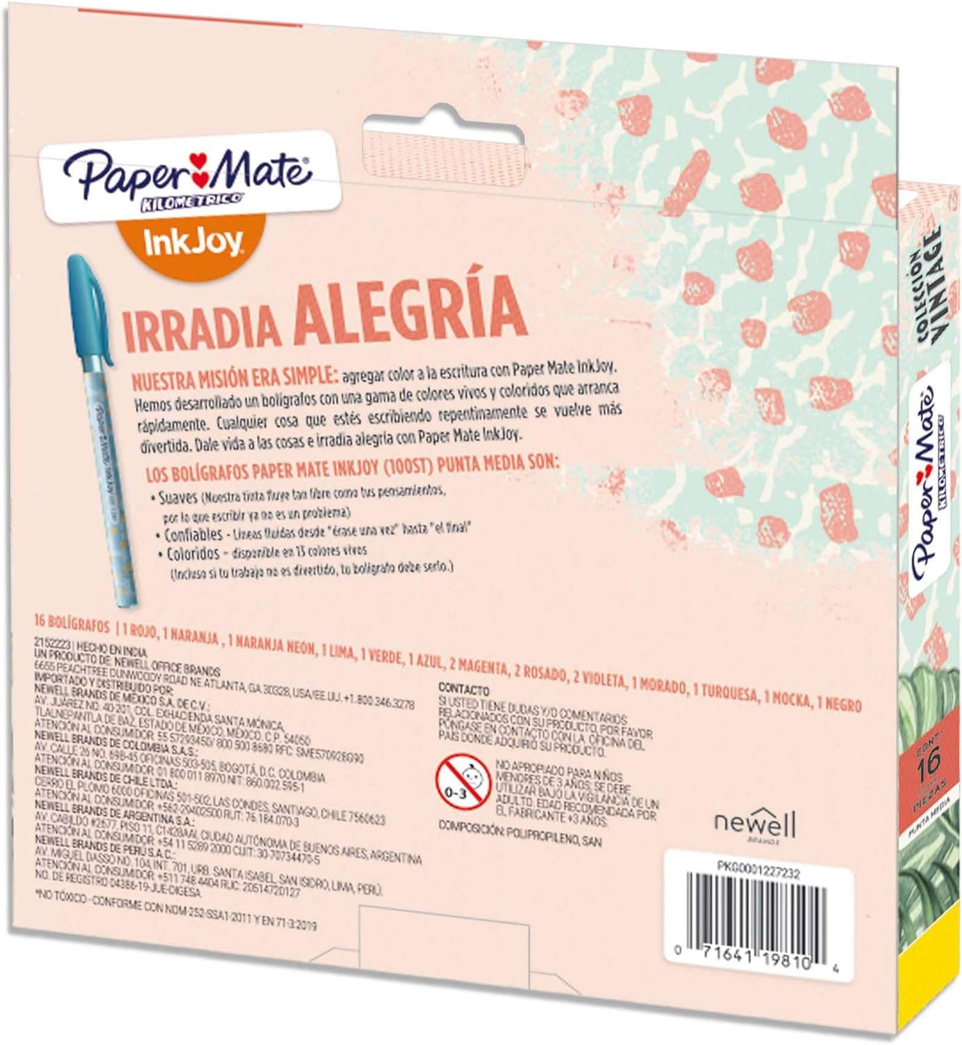 Paper Mate Bolígrafos InkJoy Kilométrico Colección Vintage (16 pzas)