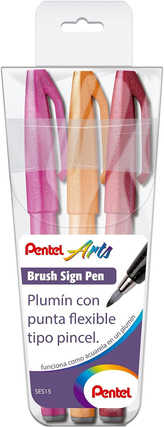 Pentel Plumones Brush Sign Pen (3 pzas)