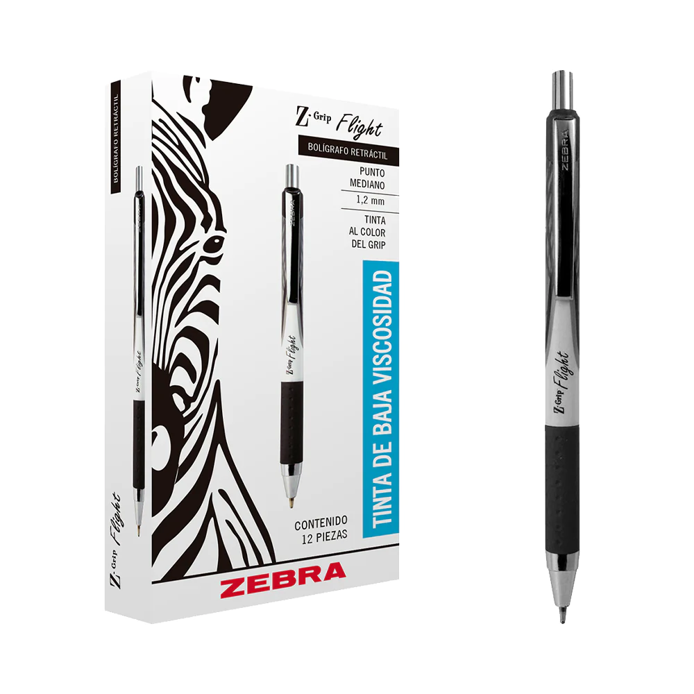 Zebra bolígrafo retráctil Z-grip Flight (Negro)