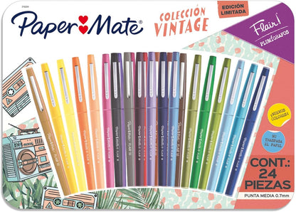 Paper Mate Plumígrafos Flair Coleccion Vintage (24 pzas)