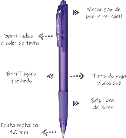 Pentel Bolígrafos Retráctiles Feel It (8 pzas)