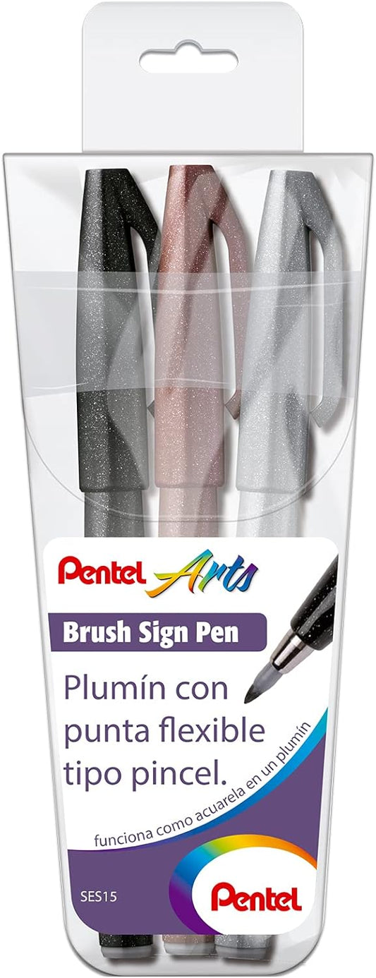 Pentel Plumones Brush Sign Pen (3 pzas)