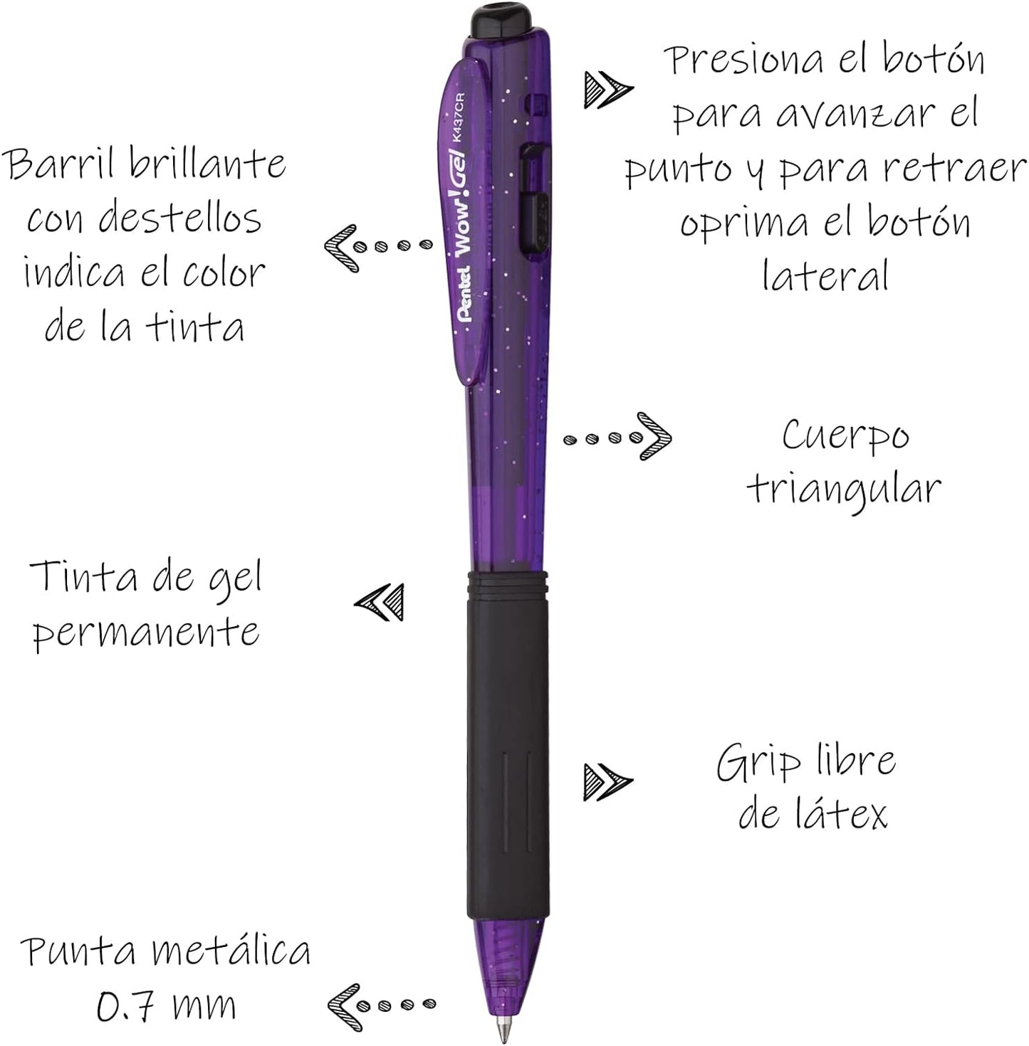 Pentel Pluma WOW Gel (Morado)