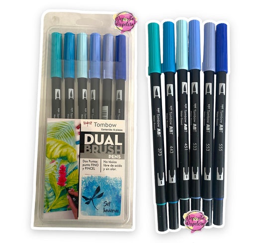 Tombow Dual Brush Pens Set Invierno (6 Piezas)