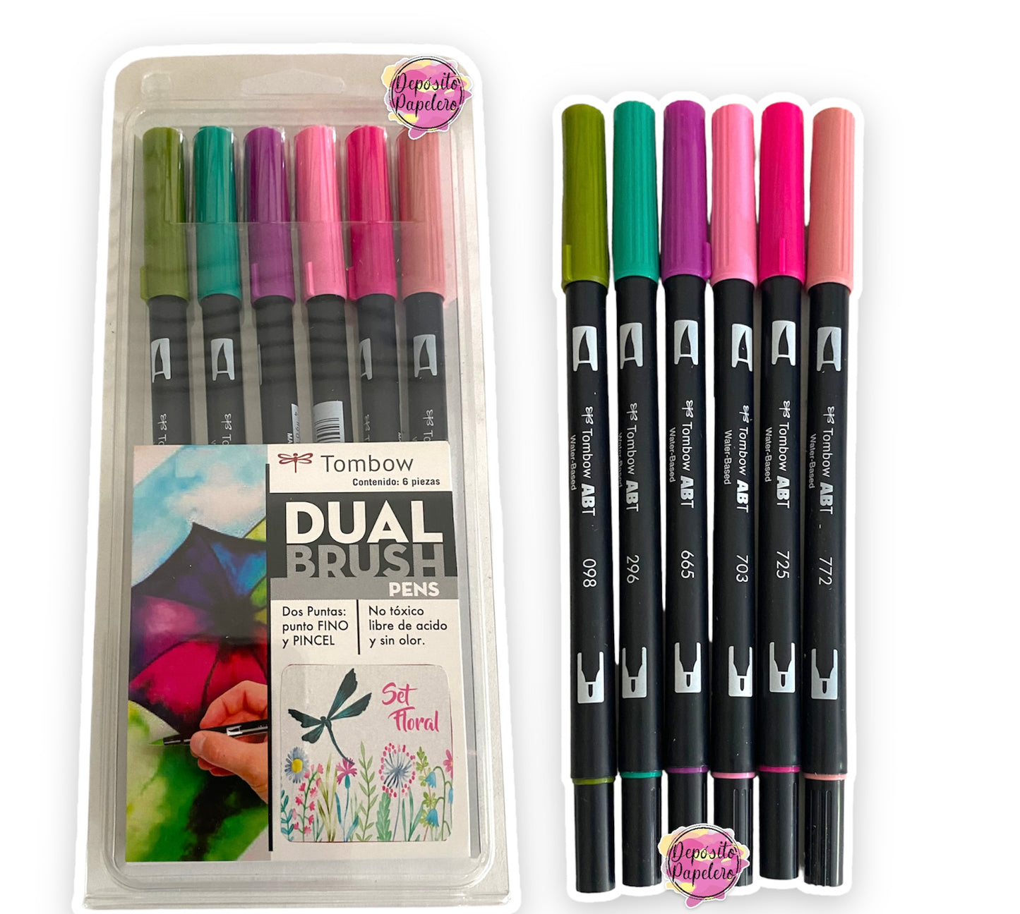 Tombow Dual Brush Pens Set Floral (6 Piezas)