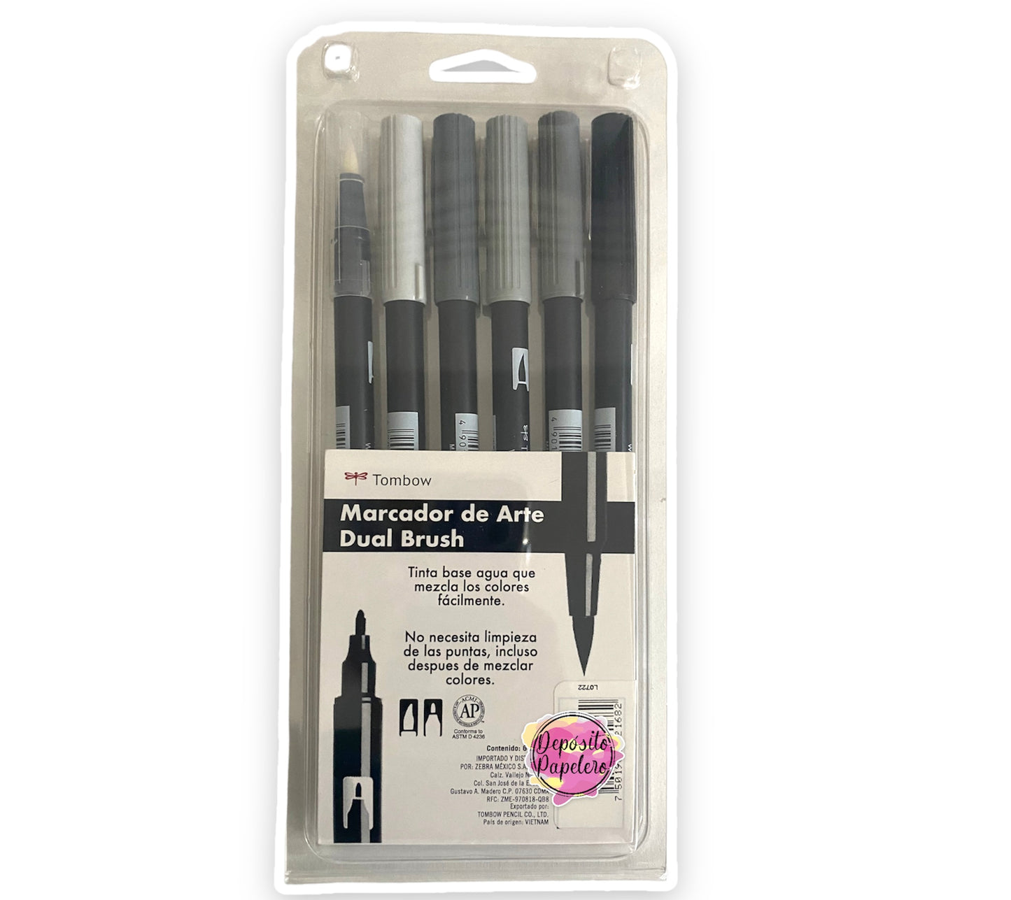 Tombow Dual Brush Pens Set Neutro (6 Piezas)