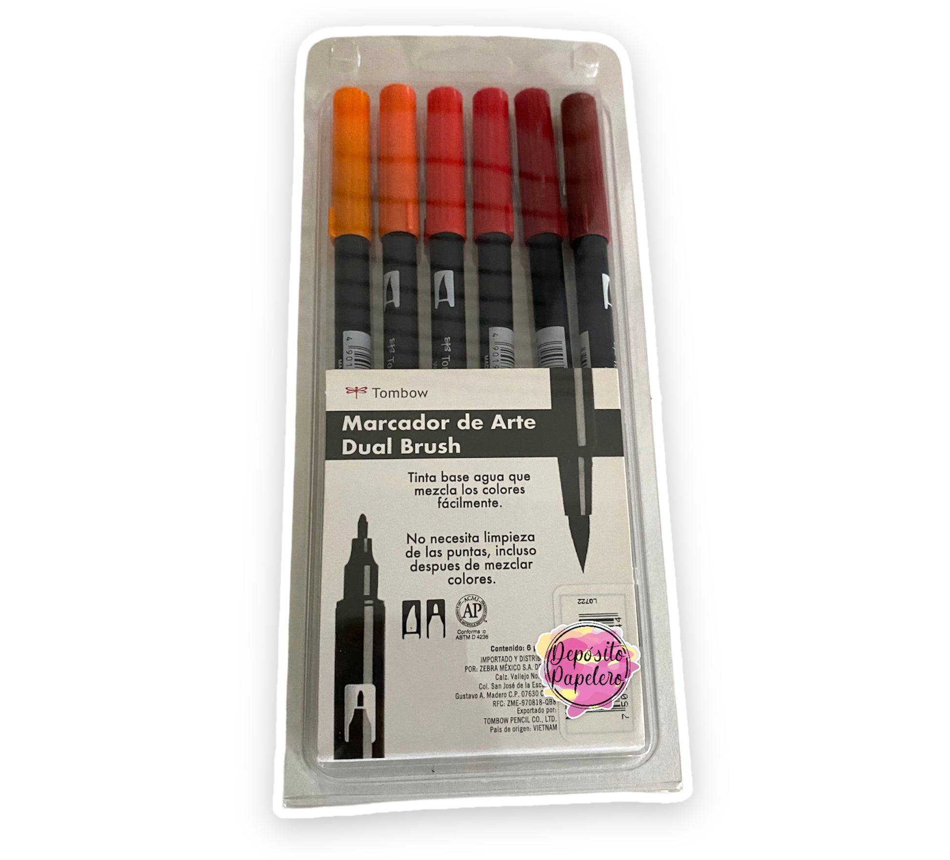 Set Caligrafía Tombow Brush Pen 6 Colores Neón. Rotuladores de lettering .  La Superpapelería