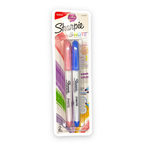 Marcatextos Sharpie S-Note Rosa con Azul (2 piezas)