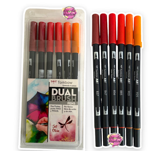 Tombow Dual Brush Pens Set Otoño (6 Piezas)