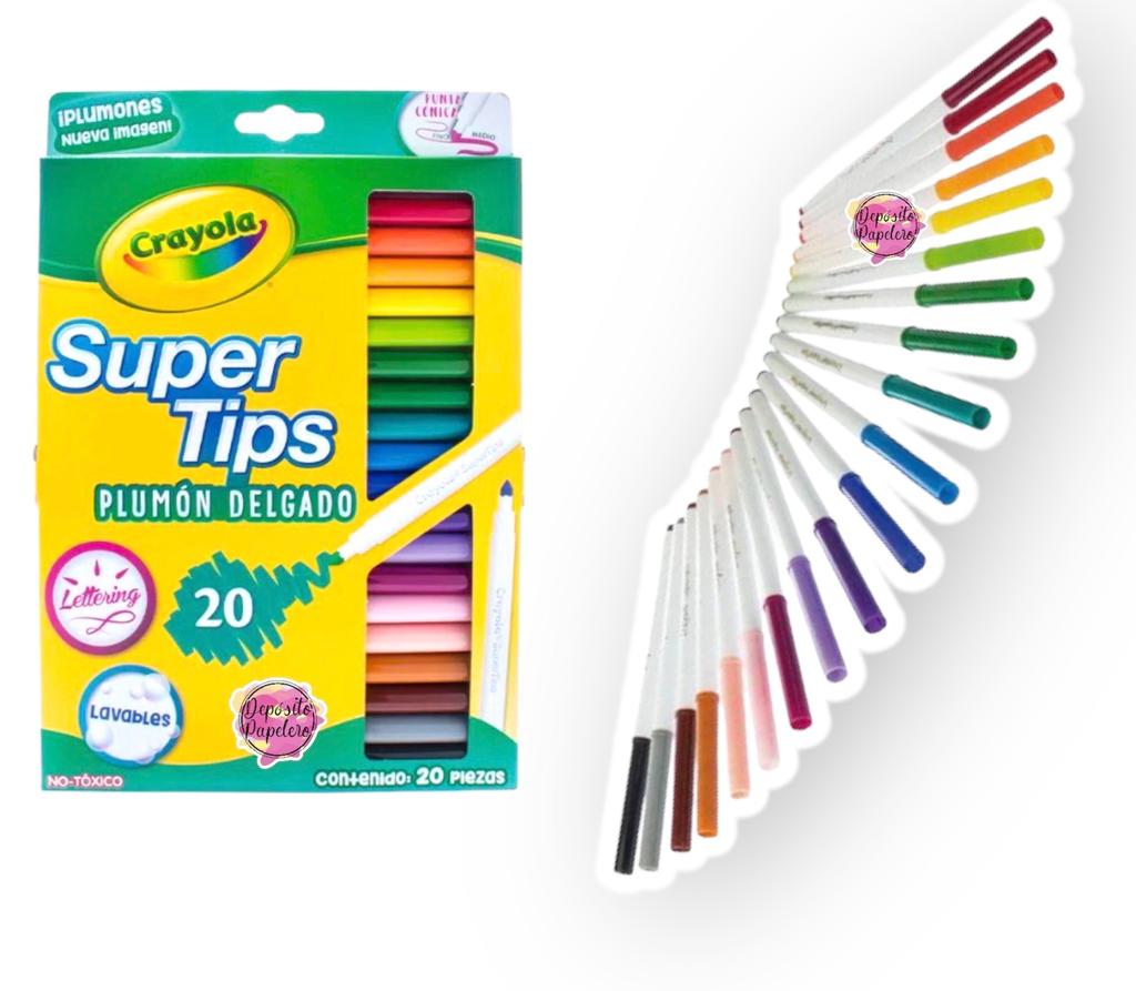 Crayola SuperTips Plumones Delgados (20 pzas)