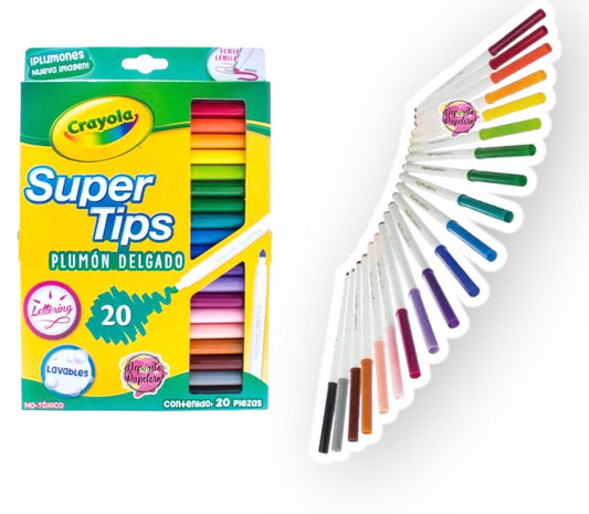 Crayola SuperTips Plumones Delgados (20 pzas)