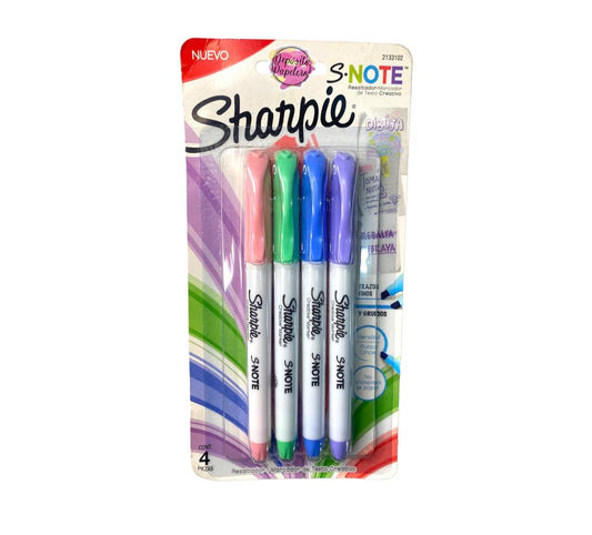 Resaltadores Sharpie S-Note Pasteles (4 pzas)