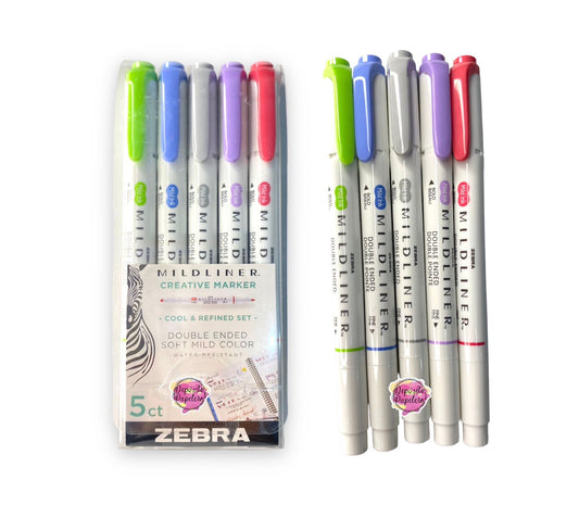 Marcadores Zebra Mildliner de Doble Punta Pasteles (5 pzas)