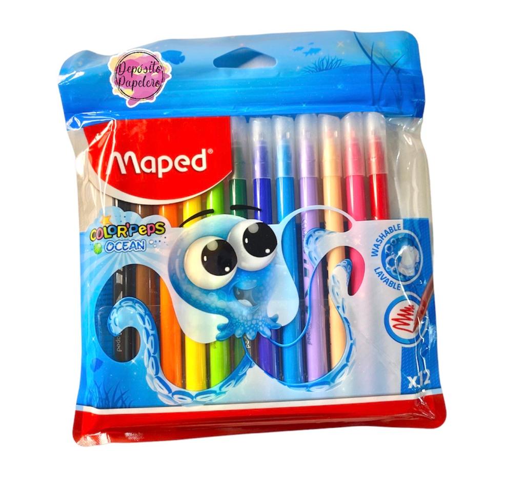 Plumones Maped Color'Peps Ocean (12 pzas)