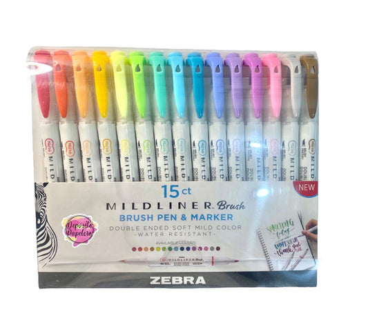 Mildliner Brush Pen & Marker doble punta con 15 pzas